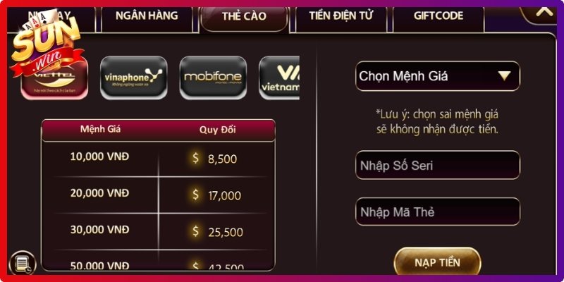 Mẹo nạp tiền Sunwin nhanh